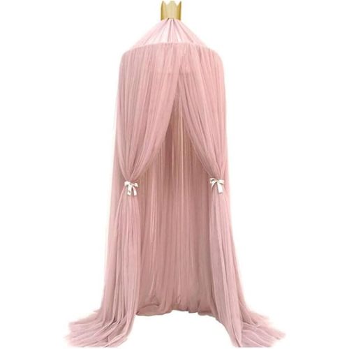 Alomejor Crib Net, Breathable Mesh Net with Hanging Hook, Children Bed Canopy Netting for Baby Crib Nursery Bedroom Protection and Decoration (Pink)