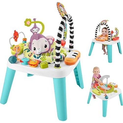 Fisher-Price Baby to Toddler Toy 2-in-1 Purple Monkey Activity Center & Play Table with Music Lights & Developmental Activities