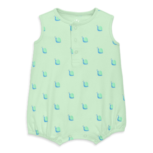 Baby Organic Henley Tank Shortie In Baby Bugs, 3-6M