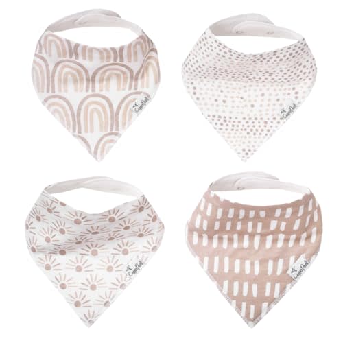 Copper Pearl Baby Bibs 4 Pack, Bandana Drool Bibs for Baby Girl & Boy, Soft Cotton Bibs for Drooling and Teething