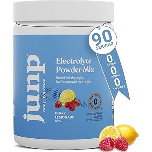 JUNP Electrolytes Powder No Sugar No Carbs – Berry Lemonade Keto Electrolyte Drink Mix - Potassium & Salt Hydration Powder Electrolytes - Zero Calorie Sugar Free Electrolyte Powder, 90 Servings
