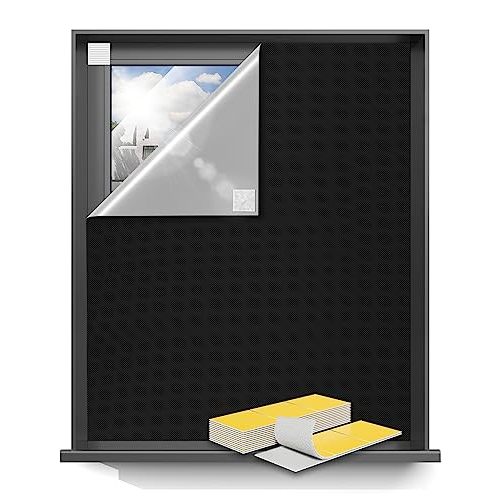 Sumobaby 50"x60" Portable Blackout Curtains Blinds for Windows No Drill | 100% Blackout Window Shades with Hook & Loop Tapes Curtains Easy to Cut Fit for Bedroom,Baby Room and TV Room (Black)