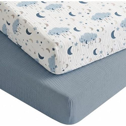 Muslin Crib Sheets for Baby Boys & Girls, 2 Pack, 52" x 28"