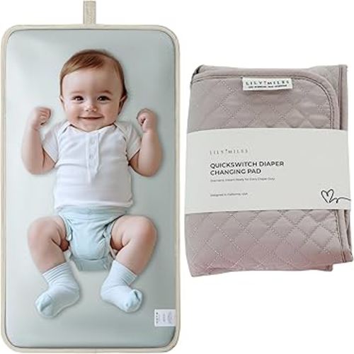 Lily Miles Diaper Changing Pad Portable, Baby Changing Mat with Magnetic Latches, Travel Pad for Diaper Bag, Baby Essentials, Wipeable & Waterproof Mat (Soft Sand, Regular)