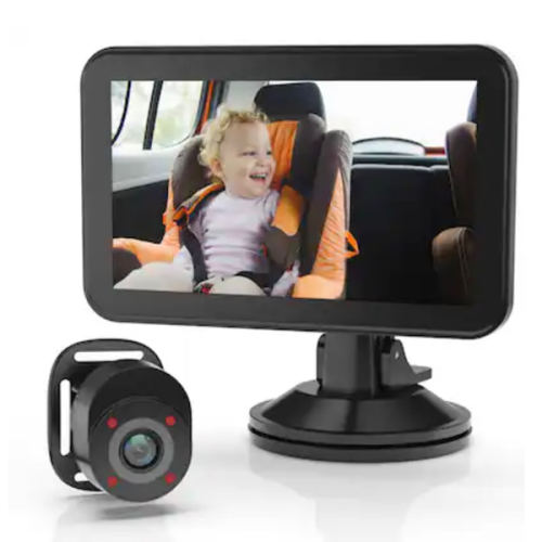 Rexing - BC500 In-Car Baby Cam with Monitor – HD 1080p & Infrared Night Vision - Black