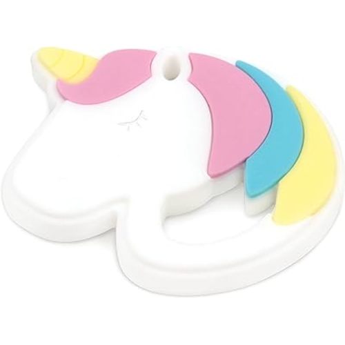 Bumkins Baby Teething Freezer Toy Keys Rings, Soft Flexible Silicone Pacifier, Safe to Chew, Cool Teether Gum Relief, Essentials for Babies 3 Months, Freezable, Sensory Textured, Unicorn