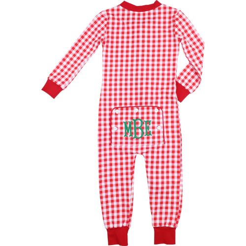Boys Red & White Check Zipper Pajamas | Cecil & Lou