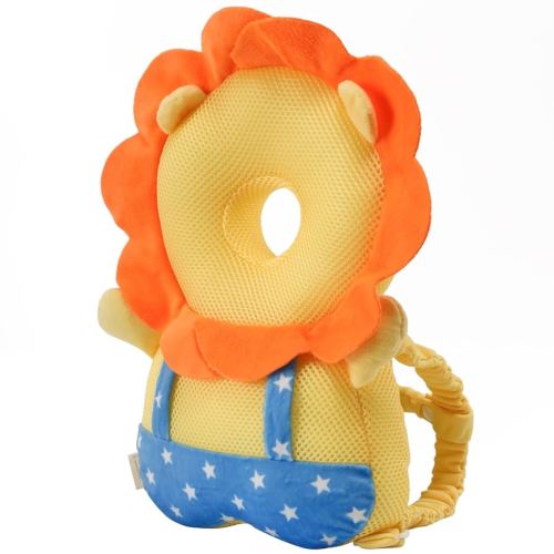 Baby Head Protector Backpack -Soft & Lightweight Pads - Prevents Bebes Backward Fall Lion Plush Stuffed