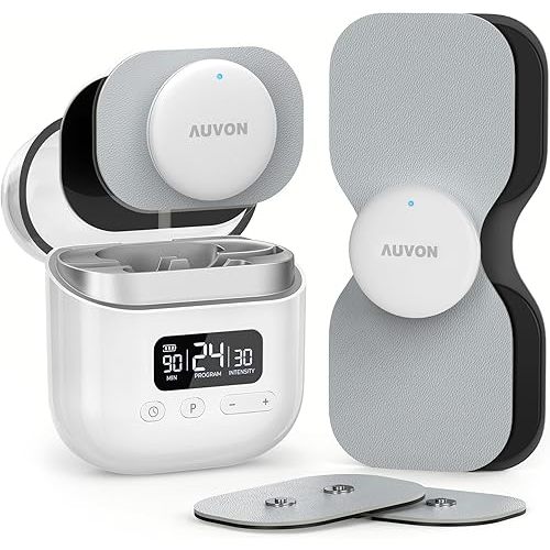 AUVON Wireless 24 Modes TENS Unit Muscle Stimulator for Pain Relief, Smart Rechargeable TENS Machine with Dual Size 6 TENS Pads for Physical Therapy, Pocket-Size TENS Device for Shoulder & Back Pain