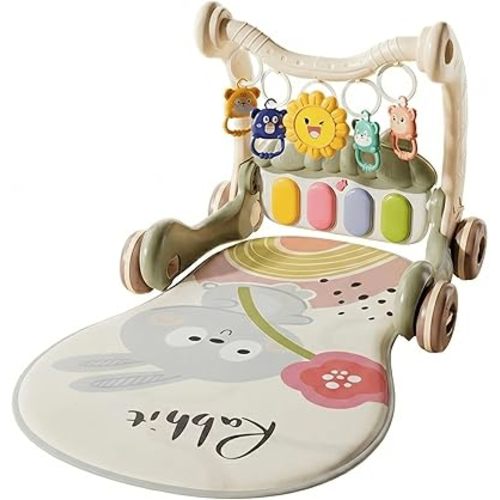Baby Walker with Tummy Time Mat and Stroller Toys-Sit-to-Stand Walker for Baby Development-Ideal Baby Push Walker and 6-Month-Old Baby Must-Haves-Fun Learning Playtime
