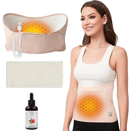 Heated Castor Oil pack Wrap, Organic Cotton Electronic Heating Castor Oil Pack, Moisturizing Skin Friendly Stomach Wrap for 4Oz Jamaican Black Castor Oil Heating, Come with Small Knee Joint Belly Pad