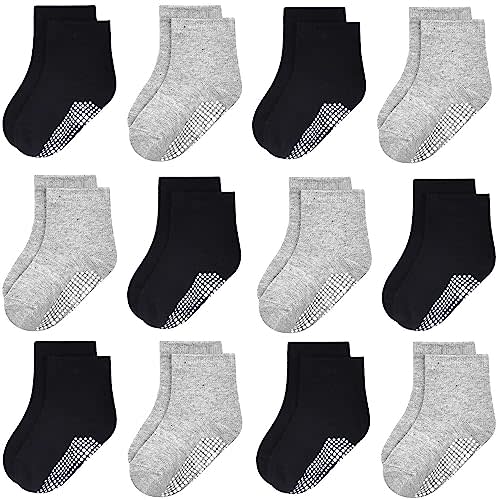 GRPSKCOS Baby Socks Non Slip 12 Pairs Toddler Anti Skid Socks for 0-7 Years Infants Little Kids Boys Girls
