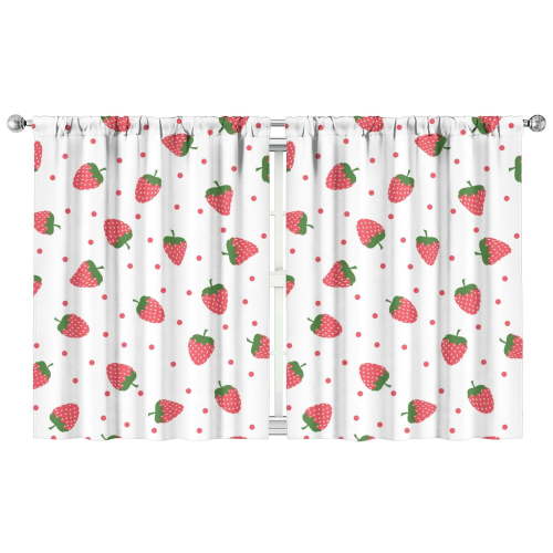 Strawberry Lover Kitchen Curtains 2 Panels 42x54 Inch Cute Cartoon Watercolor Painted Fruit Red Pink Farmhouse