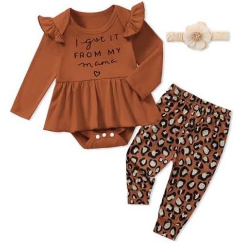 Baby Girl Clothes Long Sleeve Ruffle Romper + Pants + Headband Set Newborn Girl Outfits 0-18 Months