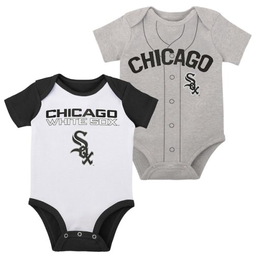 Chicago White Sox Infant Two-Pack Little Slugger Bodysuit Set - White/Heather Gray