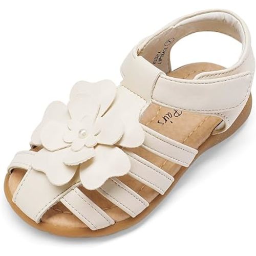 DREAM PAIRS Girls Toddler/Little Kid Closed-Toe Flower Summer Dress Sandals Shoes