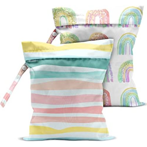 2 Pcs Wet Bag, Wet Dry Bag, Wet Bag for Swimsuit, Travel, Beach, Pool, Stroller, Diapers, Dirty Yoga Gym Clothes, Toiletries, Makeup Bag, Boho Rainbow Decor Rainbow Party Favors Birthday Gift Ideas.
