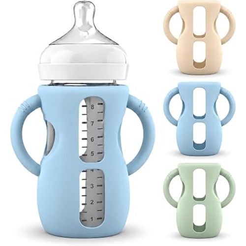 3-Pack Silicone Sleeves with Handles for Philips Avent 8 oz Glass Bottles