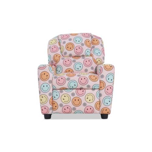 Wee-Cliner White & Pastel Smiley Manual Kids Recliner