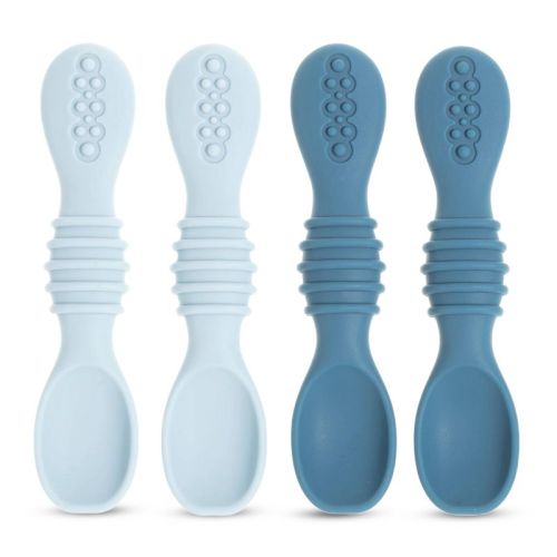 Silicone Baby Spoons for Baby Led Weaning 4-Pack, First Stage Baby Feeding Spoon Set Gum Friendly BPA Lead Phthalate and Plastic Free