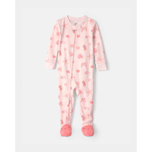 Baby Girl Seashell 100% Cotton Snug Fit 1-Piece Pajama - Pink | Carter's