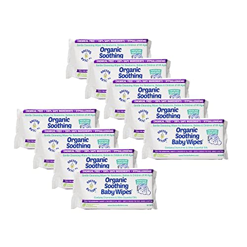 Doctor Butler's Organic Baby Wipes - Hypoallergenic & All-Natural Fragrance Free Baby Wipes Safe for Sensitive Skin and for Postpartum Moms with Chamomile & Essential Oils (9pk – 540 Wipes)