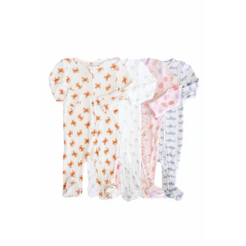 Beachy Bamboo Waffle Zipper Footies