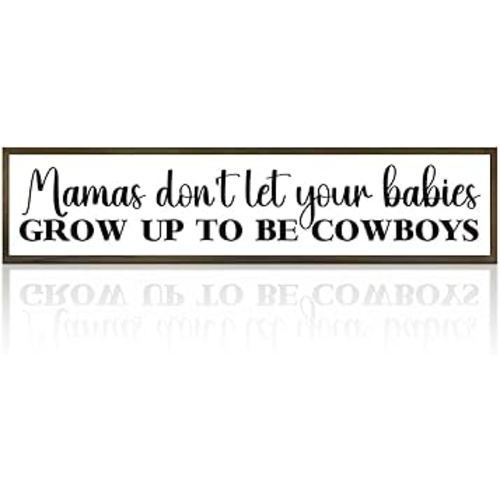 Inspirational Wood Signs, Western Nursery Decor, Baby Newborn Son Boy Infant Nursery Bedroom Decor, Tiered Tray Sign, Home Wall Decor Wood Framed, Mamas Don't Let Your Babies Grow Up To Be Cowboys