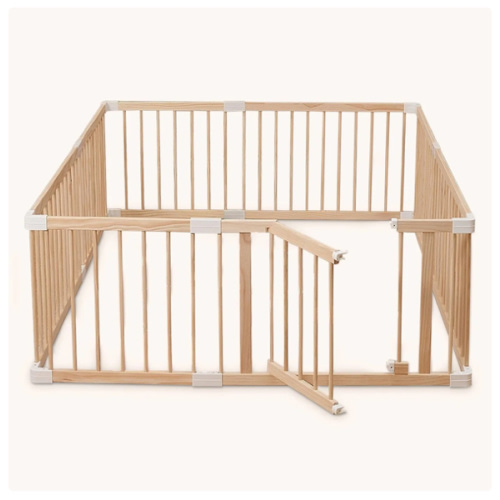 HARPPA Wooden Baby Gate Playpen | Non-Toxic Foldable DIY Adjustable Play Yard for Infants & Toddlers – Natural Finish Baby Fence for Small & Large Spaces
