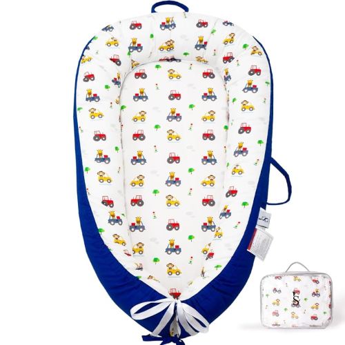 Baby Lounger for Newborn 0-24 Months – Breathable & Soft Baby Nest Cotton Cover – Reversible, Lightweight & Portable Infant Lounger for Girl & Boy - Baby Essentials for Home & Travel