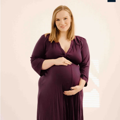 Lila Labor & Postpartum Gown in Midnight Blue