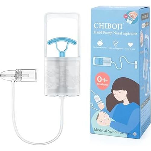 Patented Nasal Aspirator for Baby and Toddler, Hand Pump Nose Sucker with Rounded Non-Invasive Nozzle, Quiet Suction Relieves Congestion and Stuffy Boogers, Safe for Infant, Co-Branded with CHIBOJI