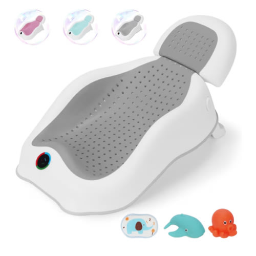 Baby Bath Support | Newborn Bathtub,Ideal for Babies Less Than 6 Months Old with Thermometer Baby Bather, Baby tubs for Baby tubs for Newborn Essentials Must Haves-Baby tub (Gray)