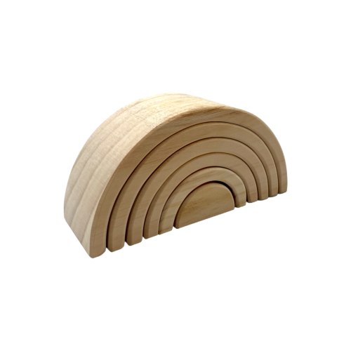 6 Pcs Small Rainbow Stacking Blocks in Natural Color