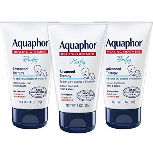 Aquaphor Baby Healing Ointment - Advanced Therapy for Chapped Cheeks and Diaper Rash - 3 Oz (Pack of 3)