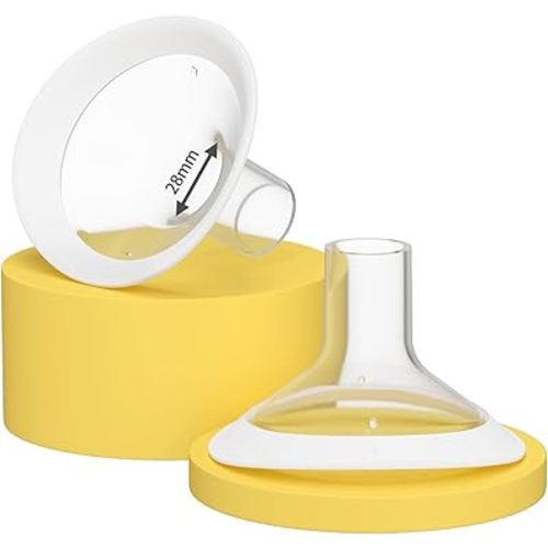 2 Pack 28mm Oval Flanges with Soft Flexible Rim and 105° Wide Angle, Breast Pump Shields Flanges for Medela Pump in Style, Symphony, Freestyle, Sonata, Maxflow and Lansinoh Signature Pro Breast Pumps