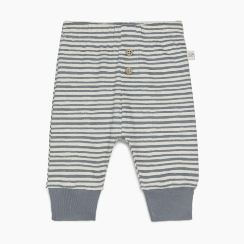Tiny Kind Printed Organic Cotton Pants - Grey Painted Stripe, 6-9 M