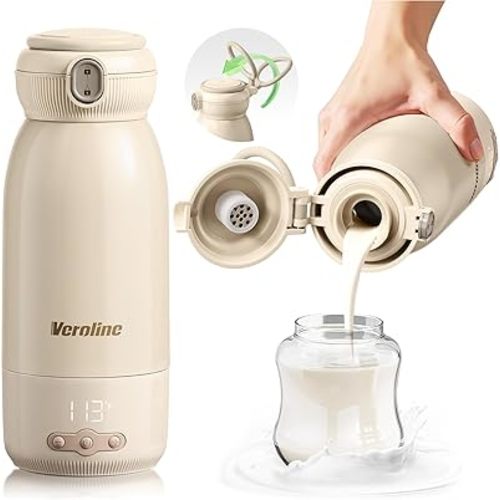 Portable Bottle Warmer for Travel, 17 Oz Baby Bottle Warmer, Super Fast Charging Milk Warmer with Adjustable Temp & Keep Warm for Formula, Breastmilk, Rechargeable Water Warmer, Beige