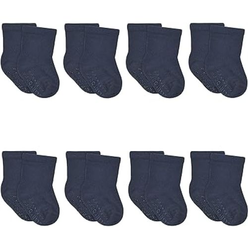 Gerber baby-boys 8-pack Wiggle-proof Jersey Crew Socks