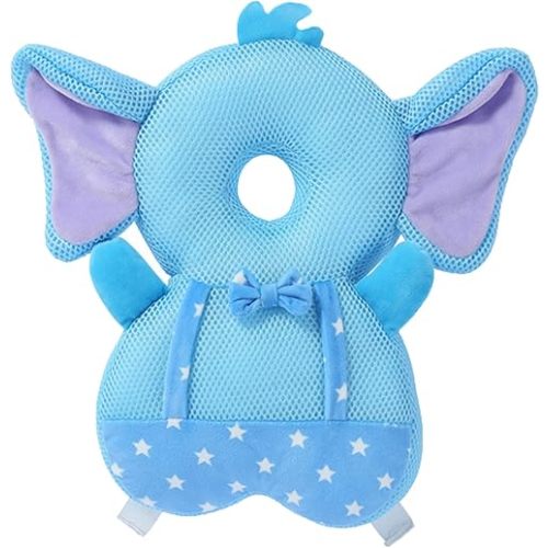 Baby Walker Head Protector Backpack, Toddler Adjustable Baby Head Protection Fall Pillow Safety Pad for Baby Walking and Crawling (Star Elephant)
