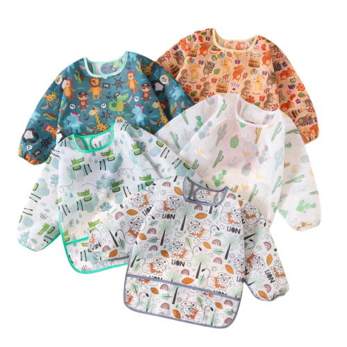 HaimoBurg, Baby Bibs, Waterproof, Long Sleeve, 5 Pack