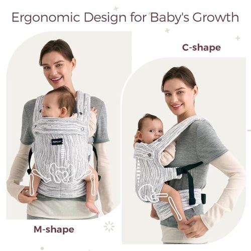 Momcozy Baby Carrier - Ergonomic, Cozy and Lightweight Carrier for 7-45lbs, Effortless to Put On, Ideal for Hands-Free Parenting, Enhanced Lumbar Support, Time Heritage Beige
