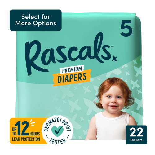 Rascals Premium Absorbent Baby Diapers Size 5, 22 Count