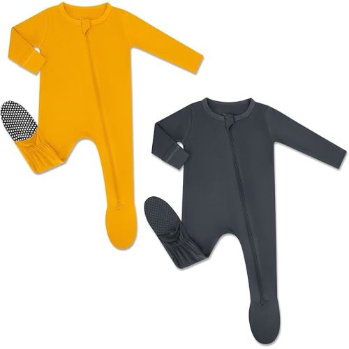 HAPIU Rayon from Bamboo Baby Pajamas Sleepers Footies, 2 Way Sturdy Zipper