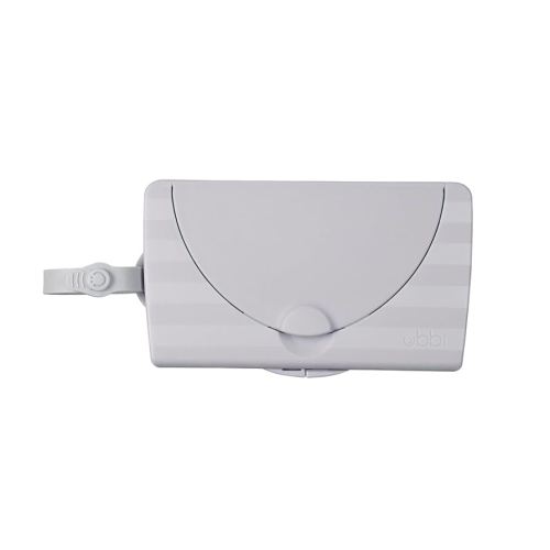 Ubbi On-The-Go Baby Wipes Dispenser, Portable Wipes Container for Travel, Diaper Bag Accessory Must Have for Newborns, Reusable Wipes Holder, Gray