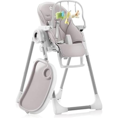 Sweety Fox Baby High Chair Adjustable to 7 Different Heights - Grey Baby Chair - Silla para Comer de Bebe - Foldable High Chairs for Babies and Toddlers