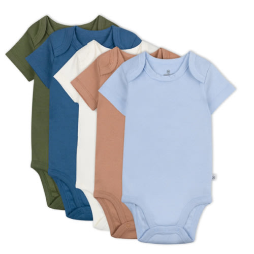 5-Pack Organic Cotton Short Sleeve Bodysuits | Honest Baby Clothing | Earthy Blues