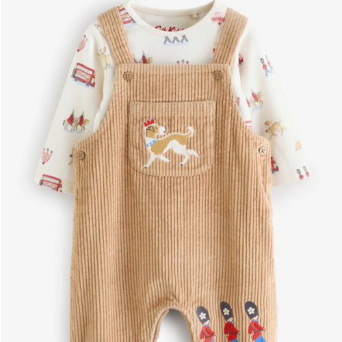 Buy Tan Brown Cath Kidston Cord Dungaree and Bodysuit Set | Next