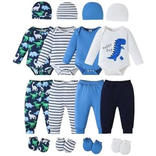 Newborn Baby Boys Clothes Outfits Funny Pattern Romper Pants Set Infant Unisex Baby Clothing 12Pcs