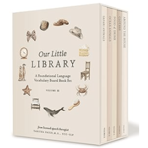 Our Little Library Vol. 2: First 100 Words Board Book Box Set, including Ocean Animals, Safari Animals, Food and Drink, Clothes, and Around the House (Tabitha Paige Children's Book Series)